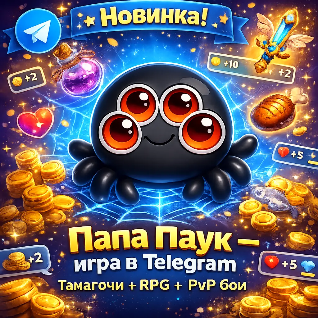 Папа Паук — Тамагочи + RPG + PvP в Telegram